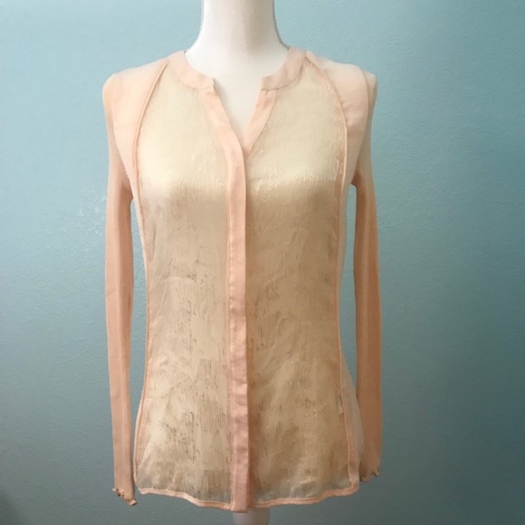 Rosemunde Tops - Rosemunde Peach Silk Blouse, Sheer, Size 4